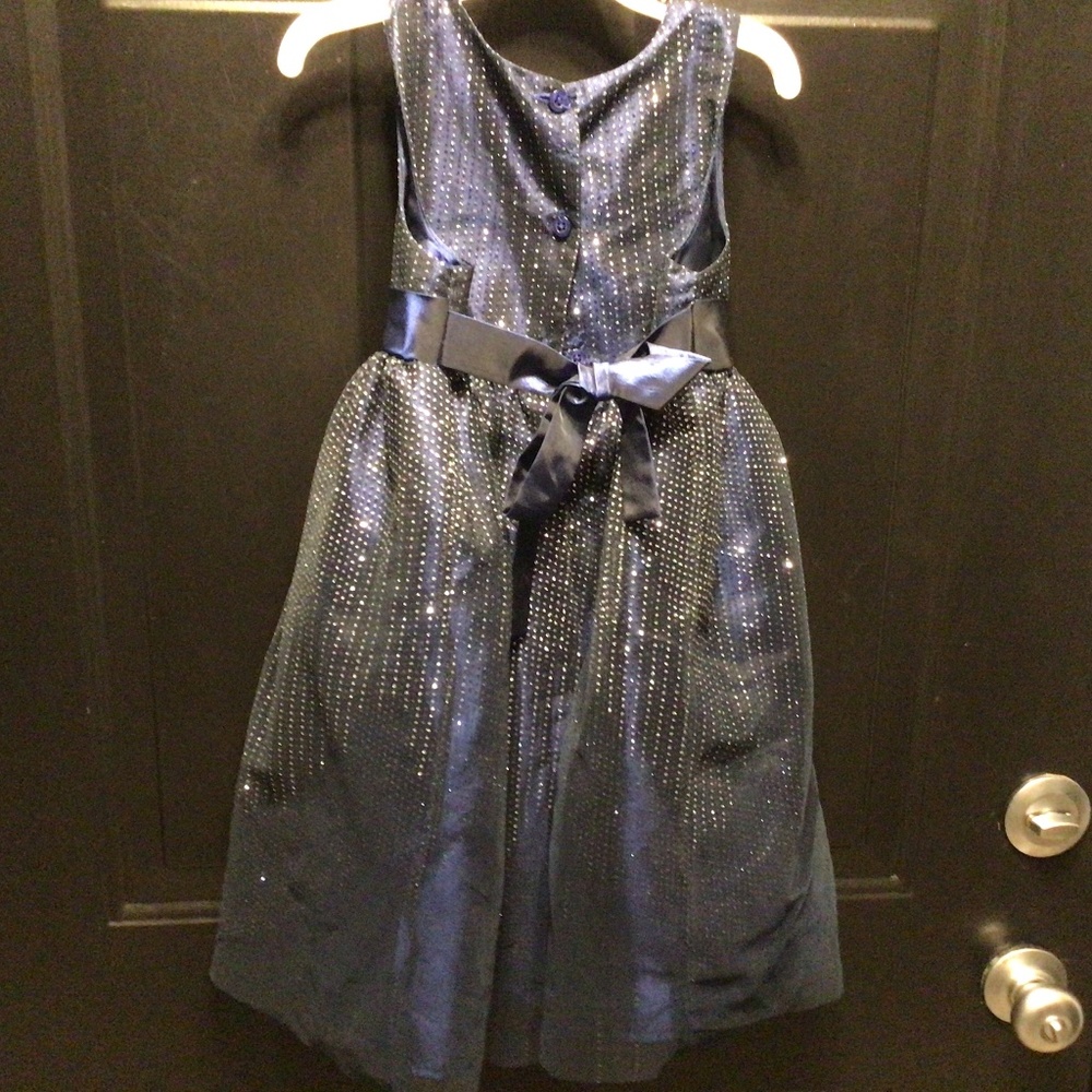 Girls Pink & Violet navy dress with silver glitter